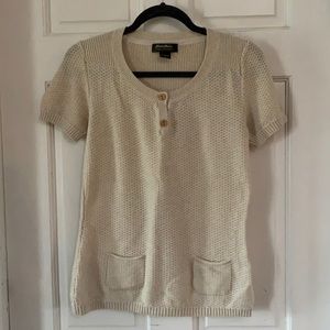Cream Eddie Bauer Short Sleeve Sweater Shirt M